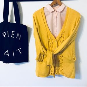 Anthro // mustard yellow cardigan